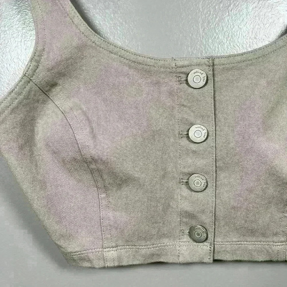 ARITZIA WILFRED FREE Crop Bralette Stretch Denim Button Tank Top Women Small 0 - Picture 2 of 7